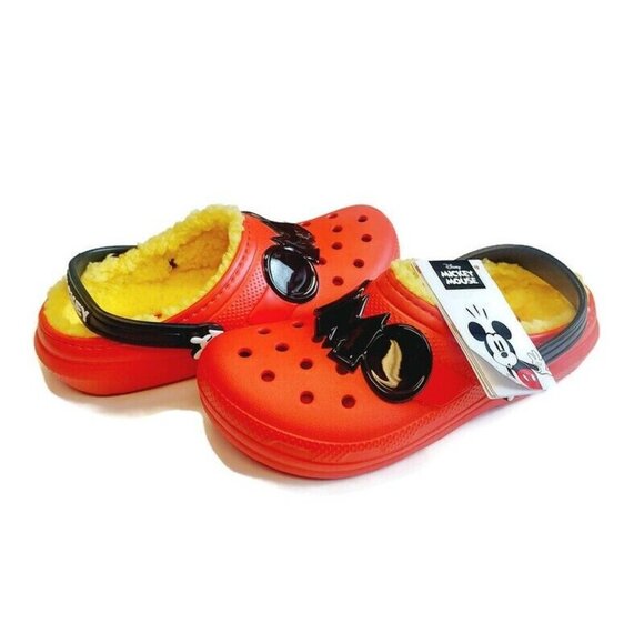 CROCS Classic Disney Mickey Mouse Lined Clog Lightweight Slip On Shoes Size J4 - Picture 9 of 9